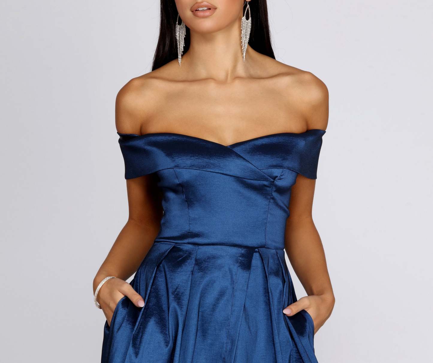 Megan Taffeta Off The Shoulder Ball Gown - Lady Occasions