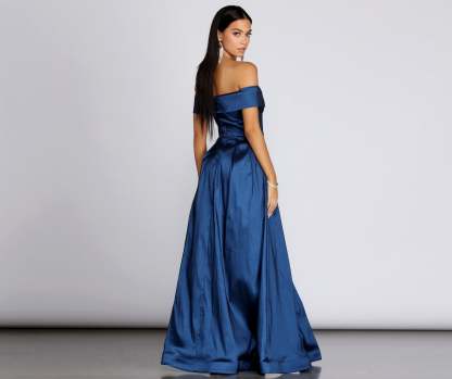 Megan Taffeta Off The Shoulder Ball Gown - Lady Occasions