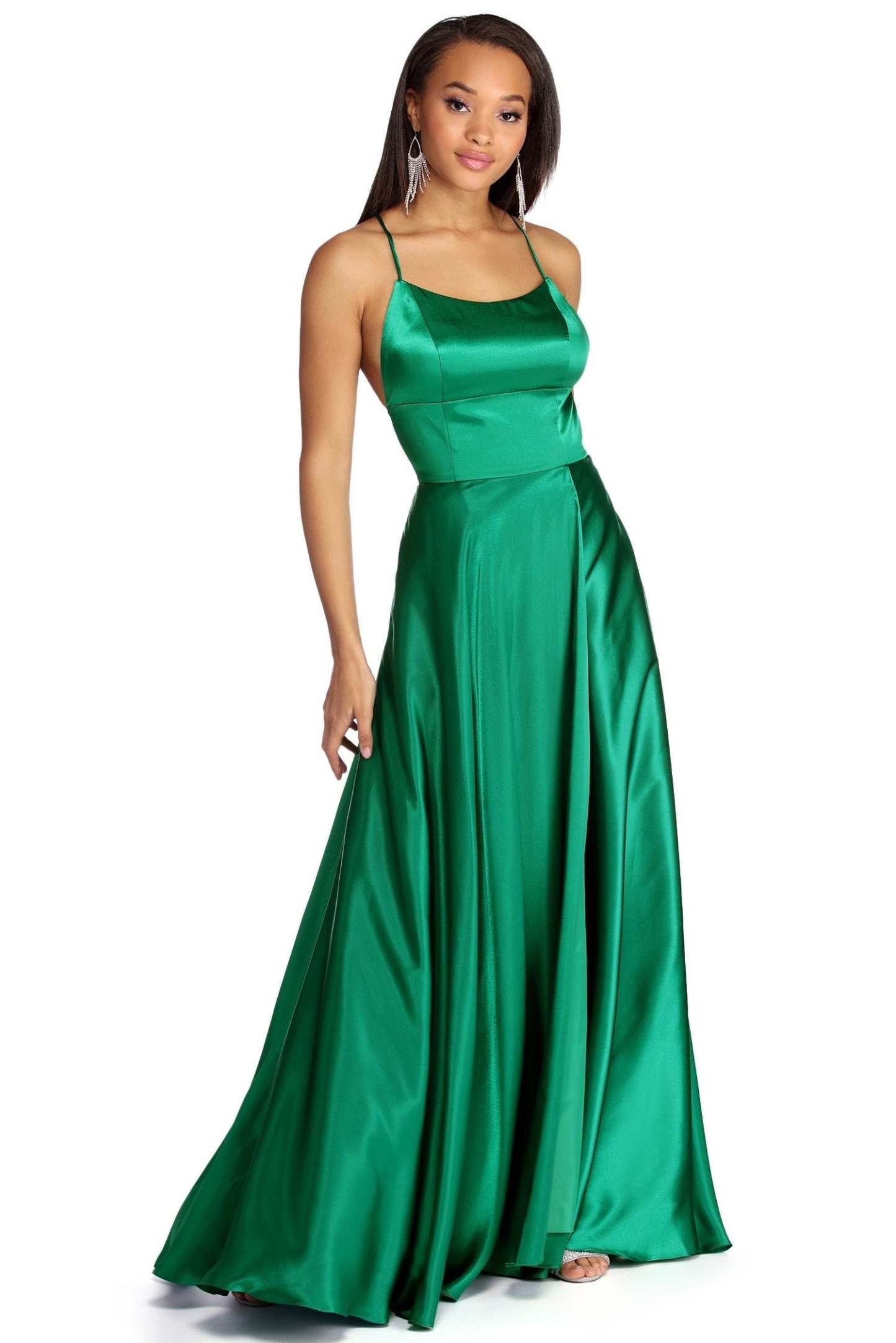 Aurelia Formal Satin Lattice Dress - Lady Occasions