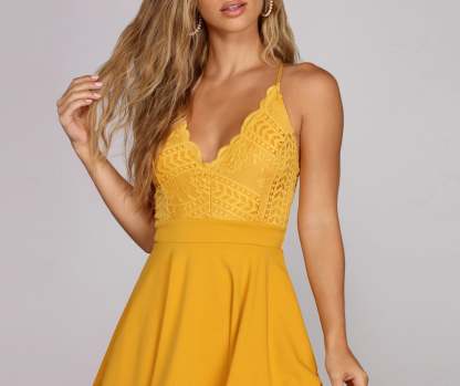 Layered In Lace Skater Dress - Lady Occasions