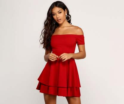Main Flame Off Shoulder Dress - Lady Occasions