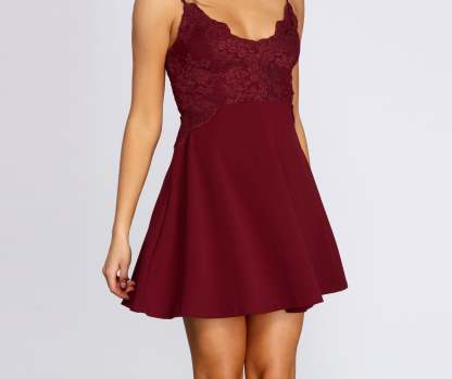 Amazing Lace Sleeveless Skater Dress - Lady Occasions
