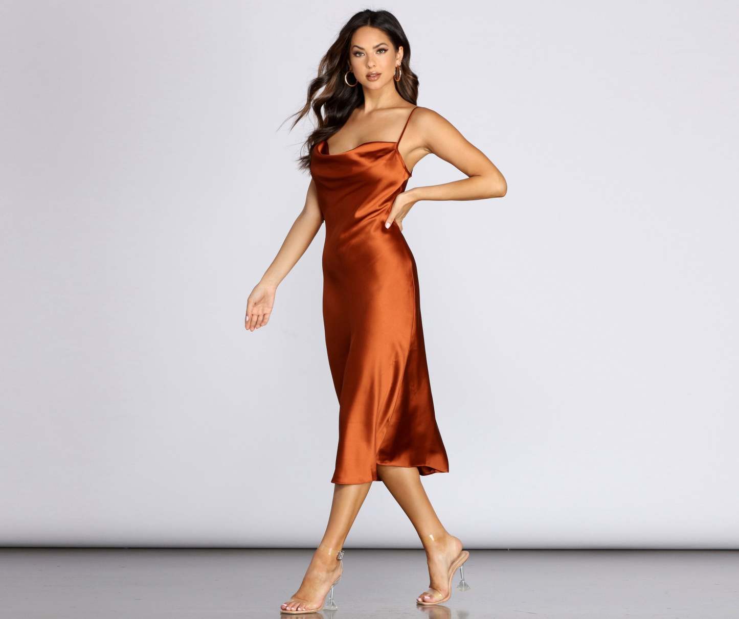 Nights In Satin Flare Midi Dress - Lady Occasions