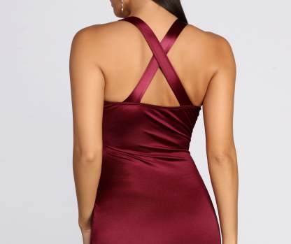 Stun In Satin Midi Dress - Lady Occasions
