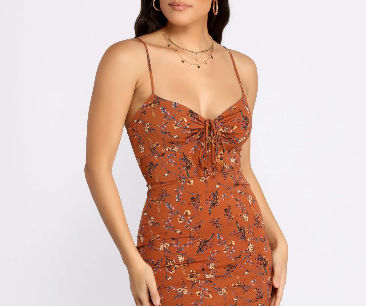 Dreamy In Florals Tie Front Mini Dress - Lady Occasions