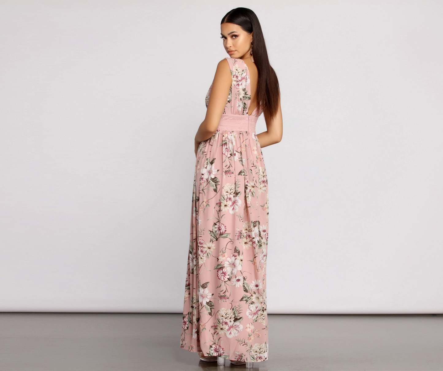 Floral Beauty Sleeveless Chiffon Maxi Dress - Lady Occasions
