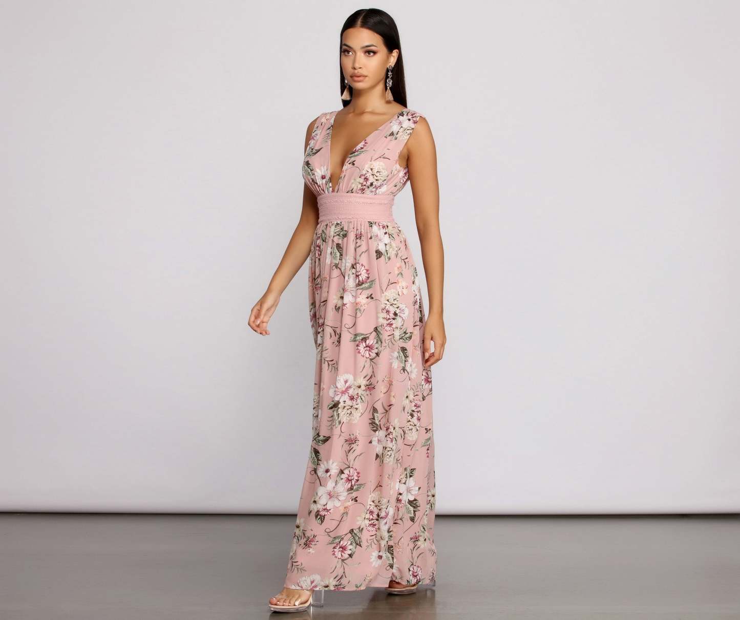Floral Beauty Sleeveless Chiffon Maxi Dress - Lady Occasions