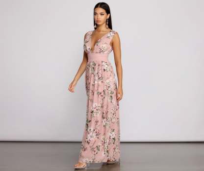 Floral Beauty Sleeveless Chiffon Maxi Dress - Lady Occasions