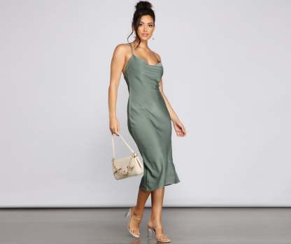 Forever Chic Satin Midi Dress - Lady Occasions