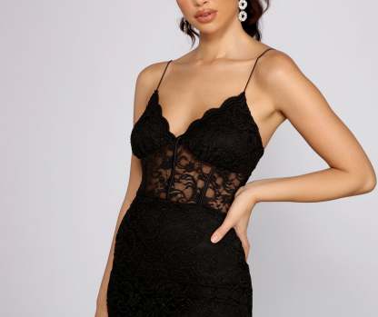 Glitter Queen Lace Mini Dress - Lady Occasions