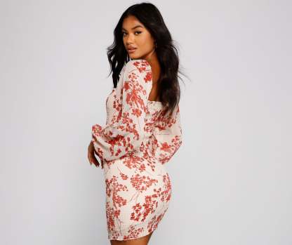 Total Sweetheart Smocked Floral Dress - Lady Occasions