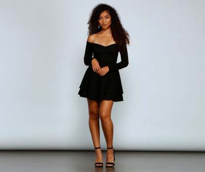 Double The Glam Crepe Skater Dress - Lady Occasions