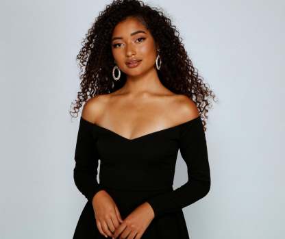 Double The Glam Crepe Skater Dress - Lady Occasions