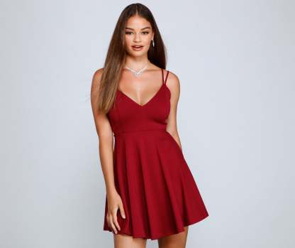 Flirty And Frilly Pleated Skater Dress - Lady Occasions