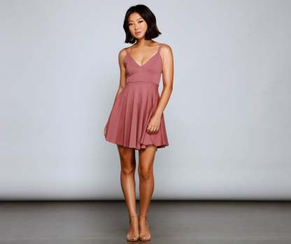 Flirty And Frilly Pleated Skater Dress - Lady Occasions