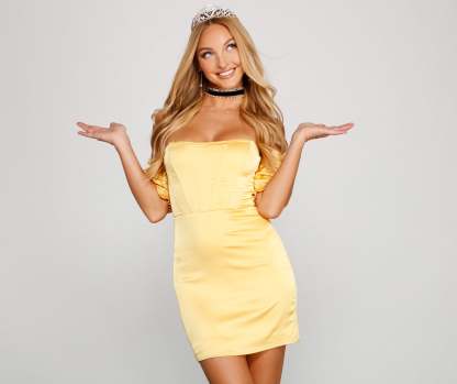 Enchanting Timeless Beauty Satin Mini Dress - Lady Occasions