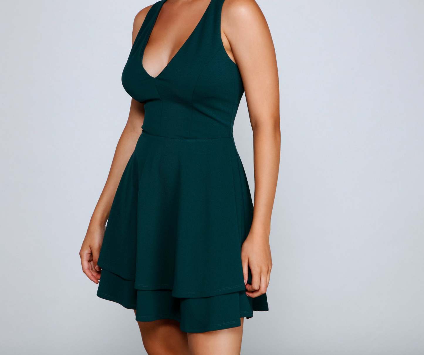 Classic Look Layered Skater Dress - Lady Occasions
