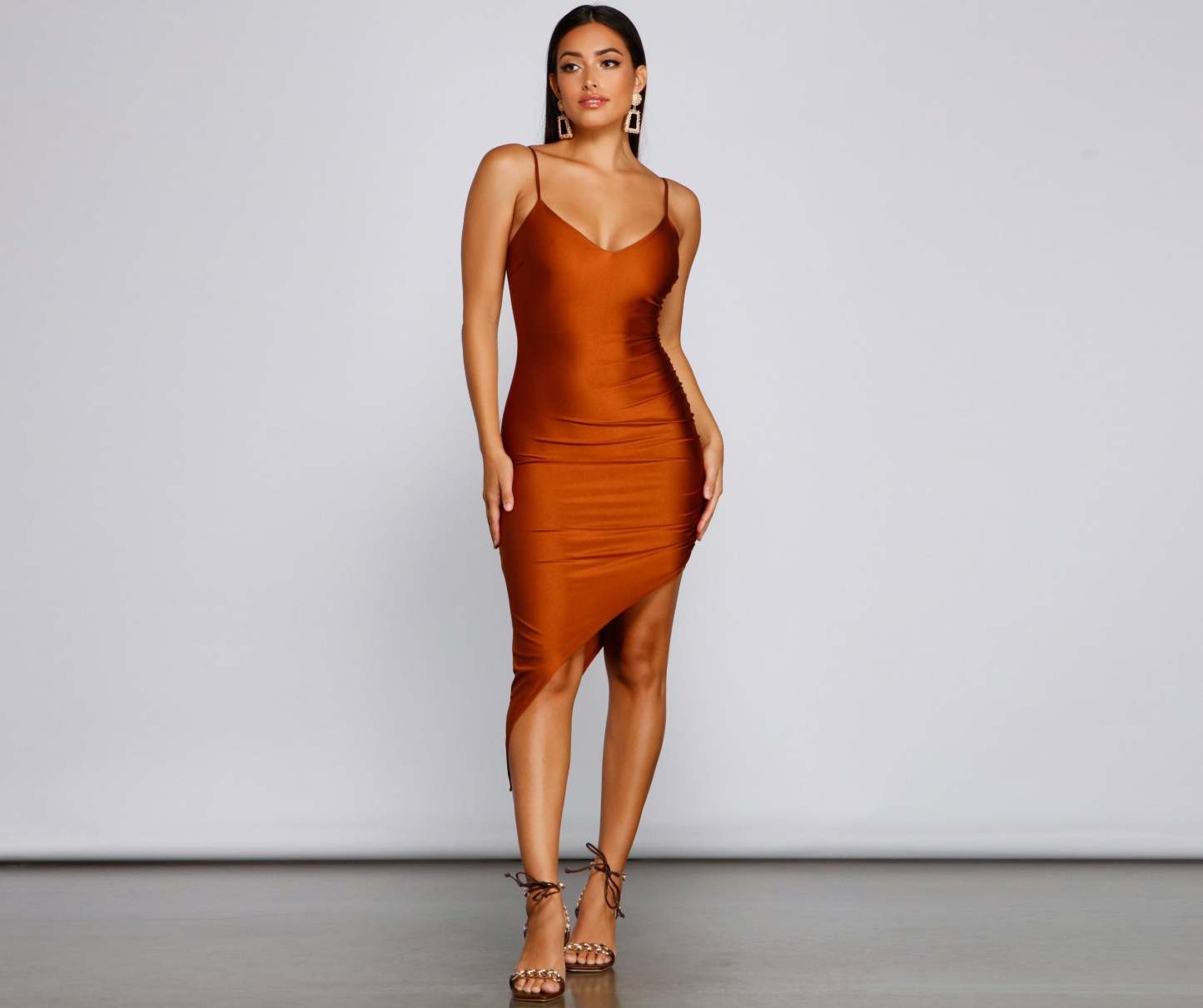 Just Flaunt It Satin Asymmetrical Mini Dress - Lady Occasions