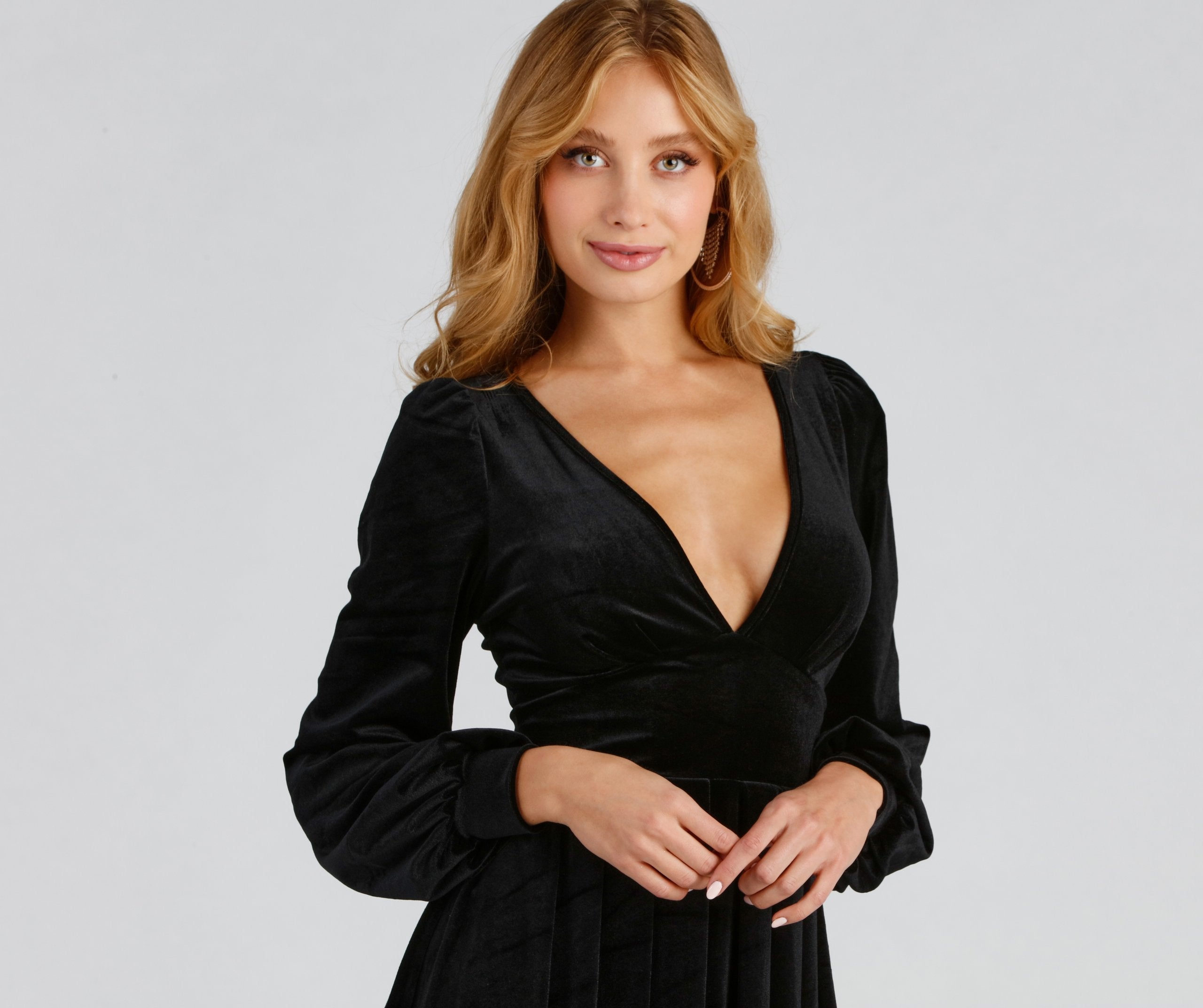 Flirty And Chic Velvet Skater Dress - Lady Occasions