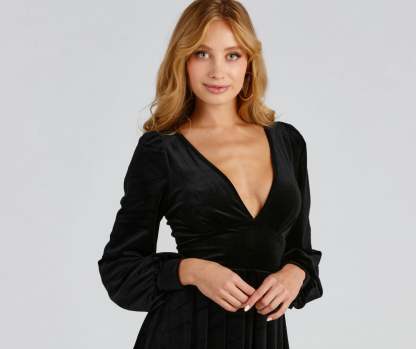 Flirty And Chic Velvet Skater Dress - Lady Occasions