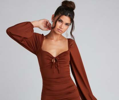 Such A Sweetheart Mini Ruched Dress - Lady Occasions