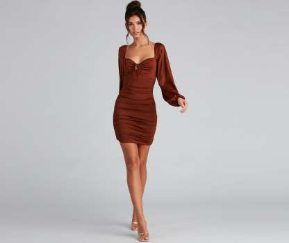 Such A Sweetheart Mini Ruched Dress - Lady Occasions