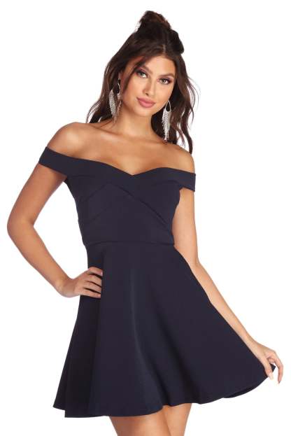 Cross Over Skater Dress - Lady Occasions