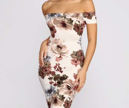 Painted In Florals Midi Dress - Lady Occasions