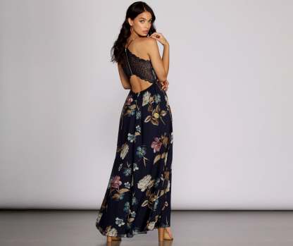 Flower Power Chiffon Maxi Dress - Lady Occasions