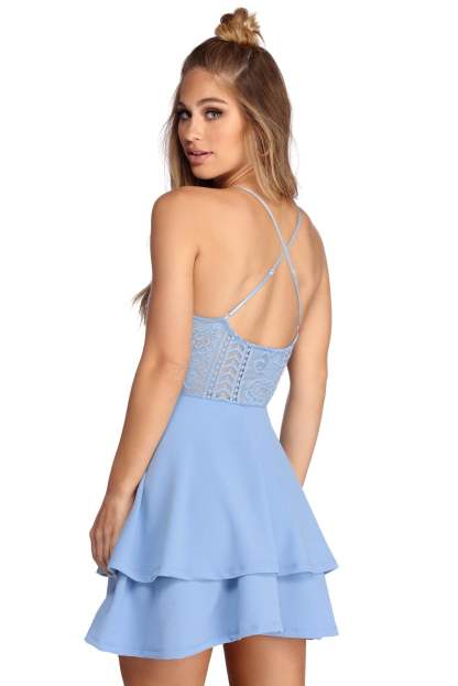 Layered In Lace Skater Dress - Lady Occasions