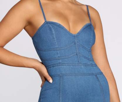 Darling In Denim Mini Dress - Lady Occasions