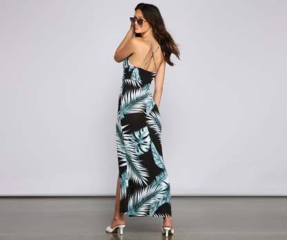 Major Jetsetter Tropical Print Maxi Dress - Lady Occasions