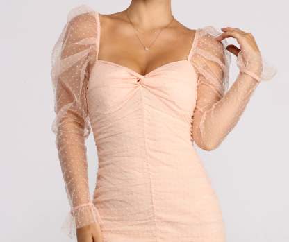 Everyone's Sweetheart Puff Sleeve Mini Dress - Lady Occasions
