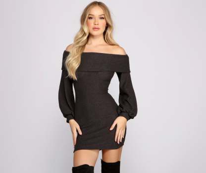 Major Crush Cozy Mini Dress - Lady Occasions