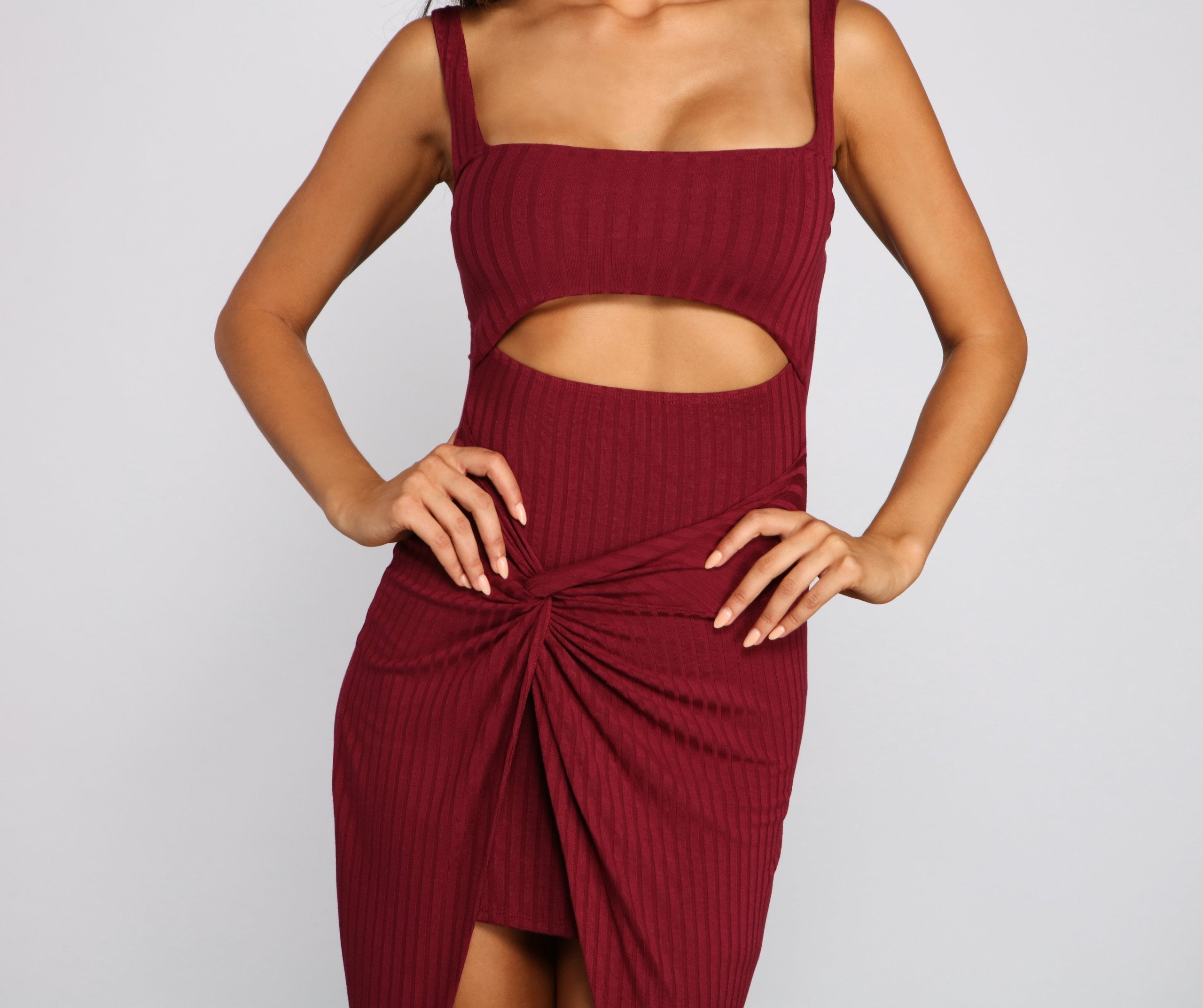 Keeping Knit Chic Cutout Midi Dress - Lady Occasions