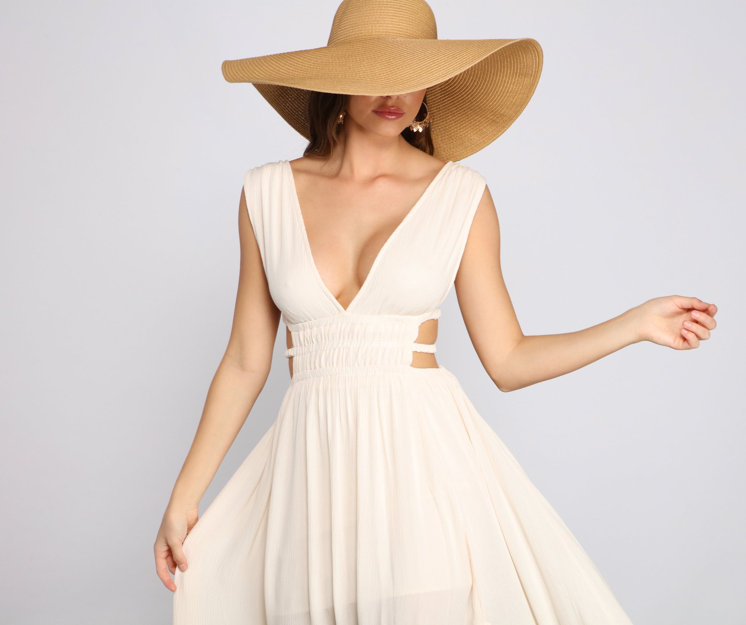 Style Icon Gauze Cutout Maxi Dress - Lady Occasions
