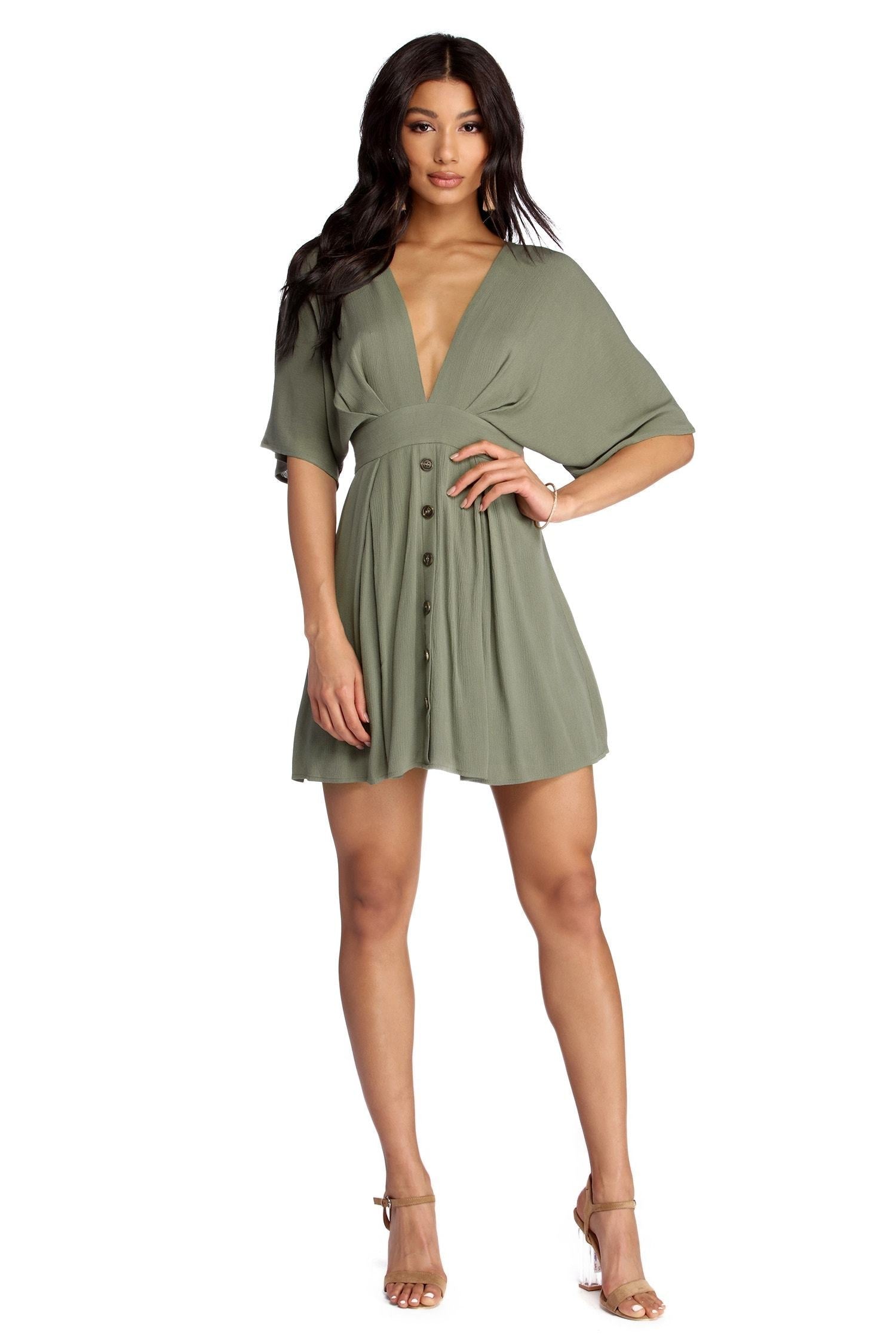 Beautifully Buttoned Skater Dress - Lady Occasions