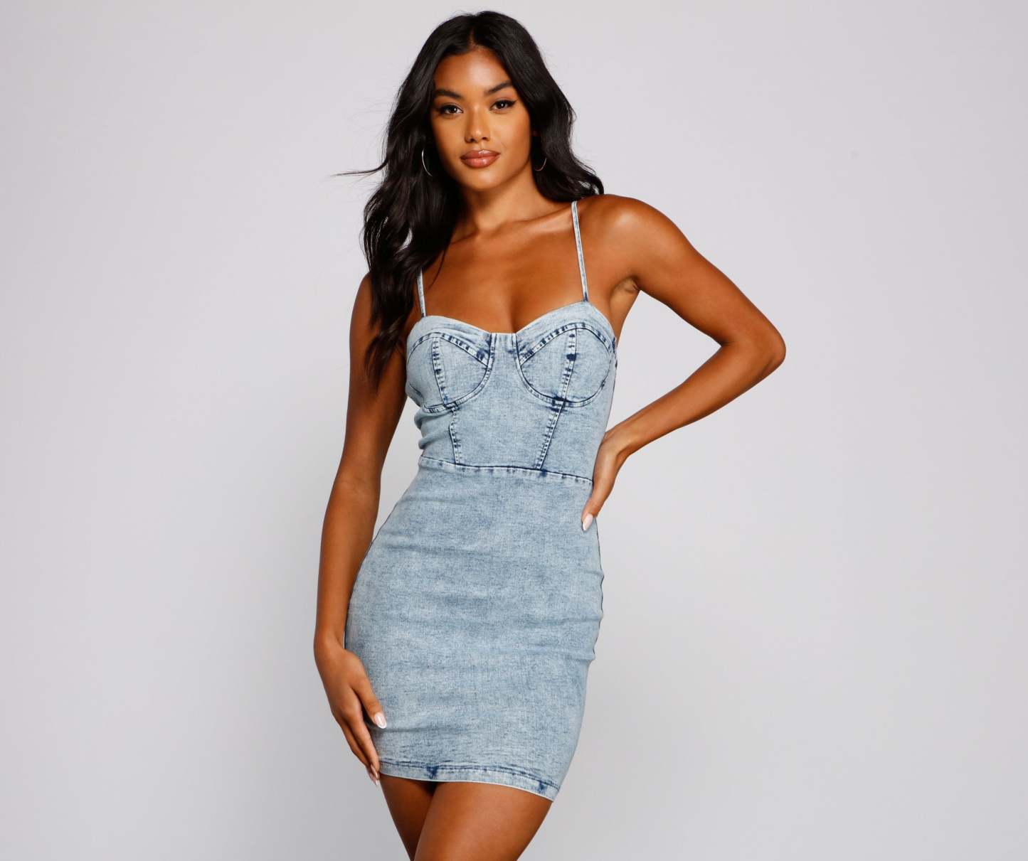 Style Icon Denim Mini Dress - Lady Occasions