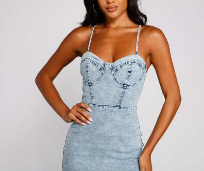 Style Icon Denim Mini Dress - Lady Occasions