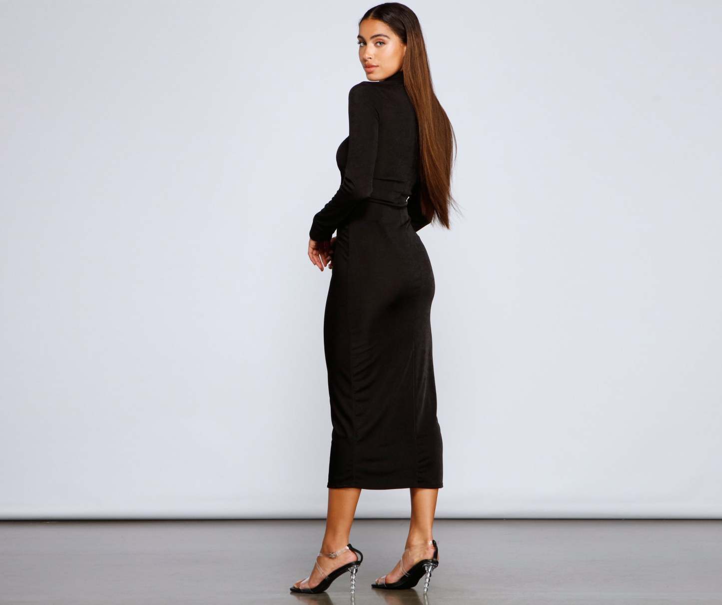 Trendsetting Stunner Slinky Knit Midi Dress - Lady Occasions