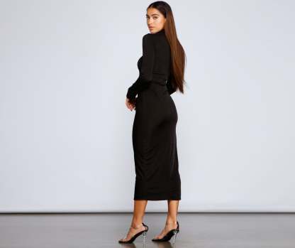 Trendsetting Stunner Slinky Knit Midi Dress - Lady Occasions
