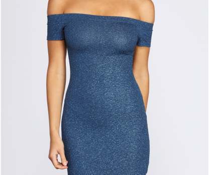 Off Shoulder Glitter Mini Dress - Lady Occasions