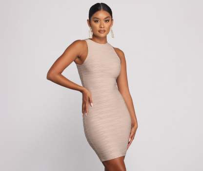 Trendy Textures Sleeveless Mini Dress - Lady Occasions