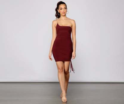 Heart Of Glam Ruched Knit Mini Dress - Lady Occasions