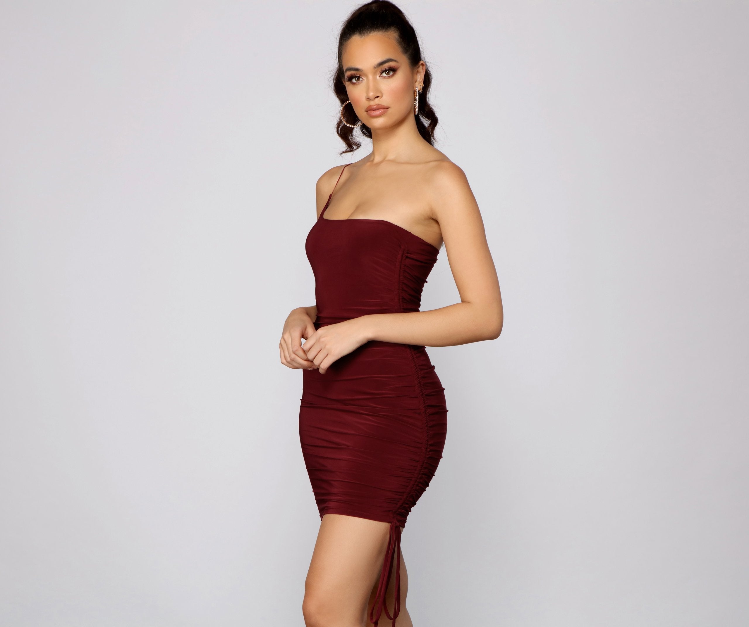 Heart Of Glam Ruched Knit Mini Dress - Lady Occasions