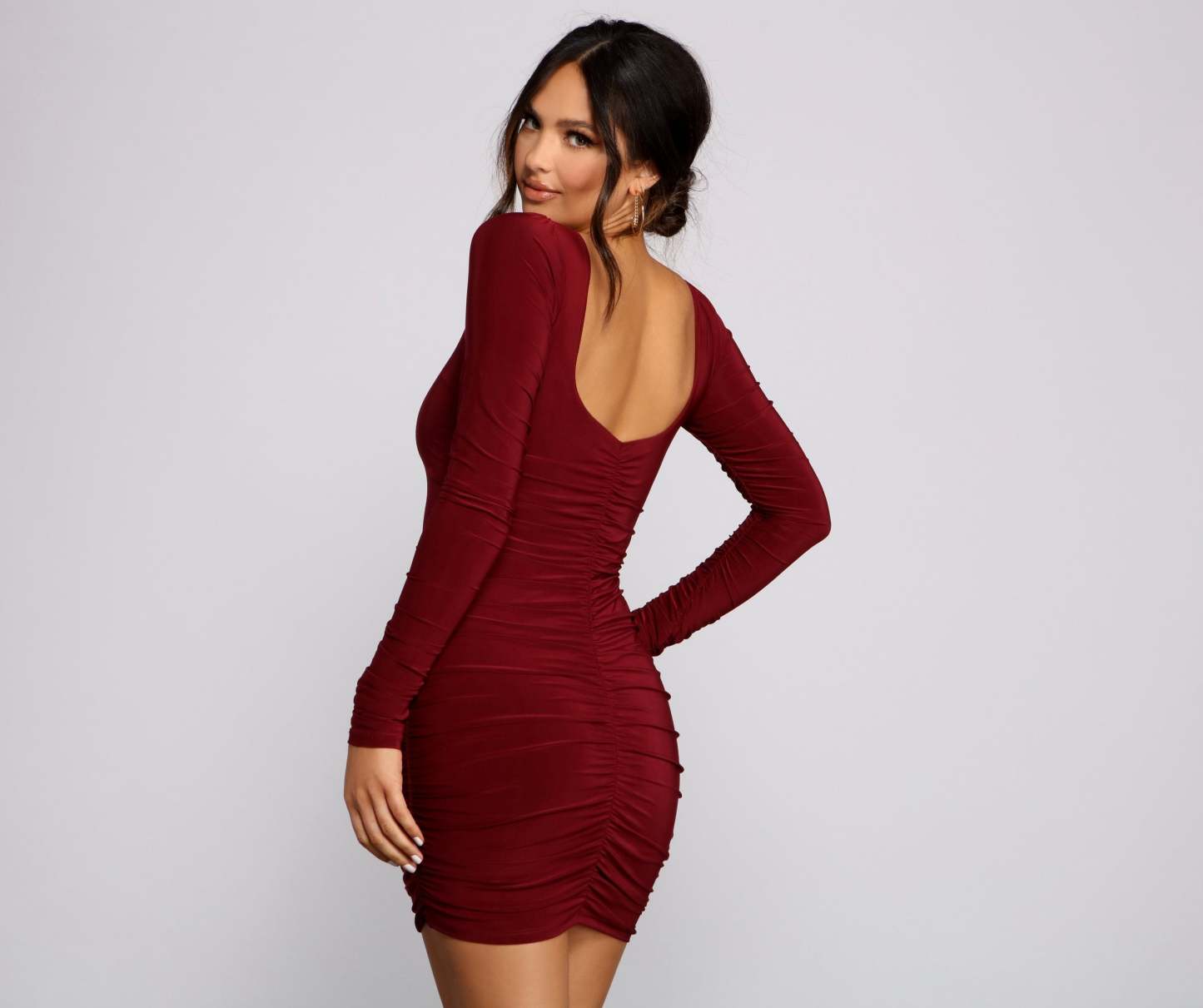 Keeping Knit Sultry Long Sleeve Mini Dress - Lady Occasions