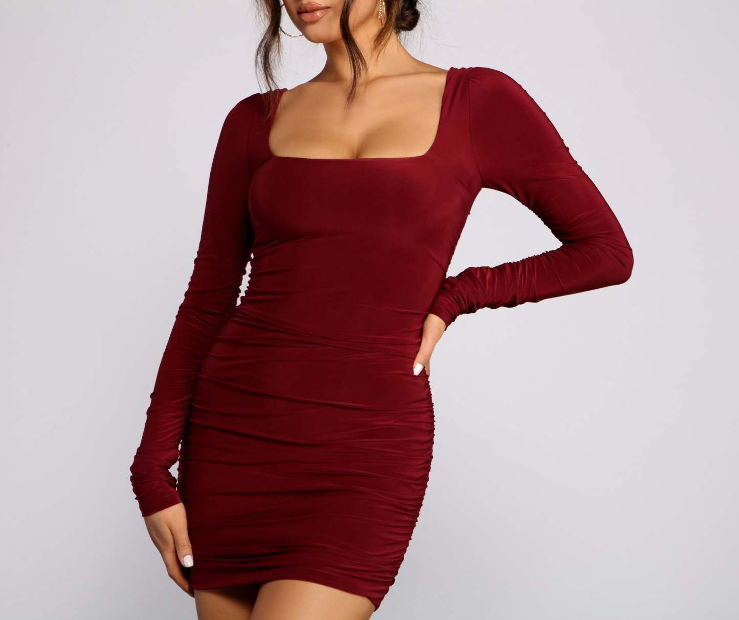 Keeping Knit Sultry Long Sleeve Mini Dress - Lady Occasions