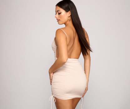 Ready To Glow Ruched Mini Dress - Lady Occasions