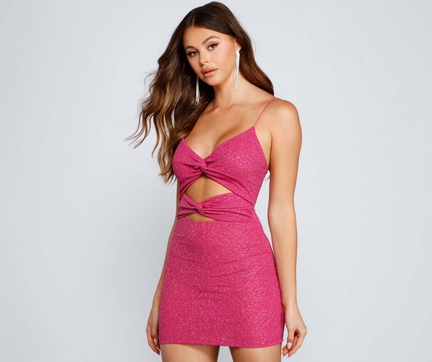 Glitzy Twist Glitter Mini Dress - Lady Occasions