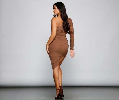 Majorly Chic One-Shoulder Mini Dress - Lady Occasions